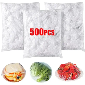 Couvercles de bols en plastique, 50 à 500 pièces, couvercles de plats alimentaires, sacs de conservation élastiques et extensibles pour assiettes à manger de cuisine, sac de stockage des aliments 1
