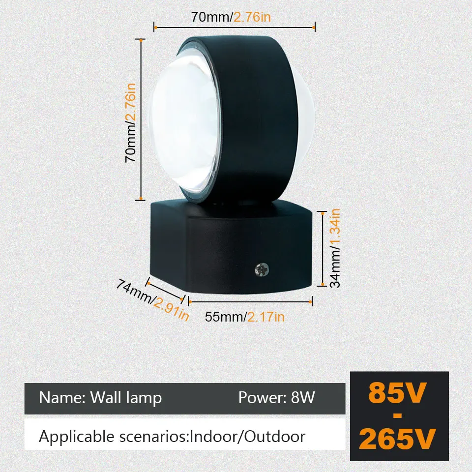 LED Wall Lamp Waterproof IP66 Indoor Outdoor Lamp Garden Lights for Living Room Hallway Bedroom Decor