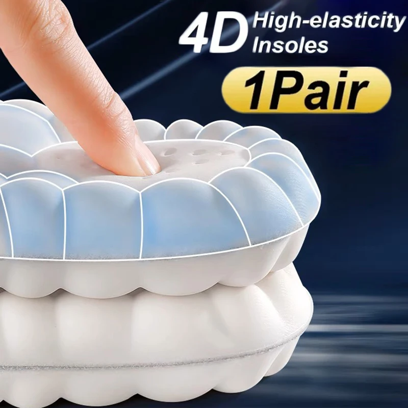 

4D Latex Sport Insoles Super Soft High Elasticity Shoe Pads Anti-pain Deodorant Cushion Arch Support Running Insoles Foot Insole