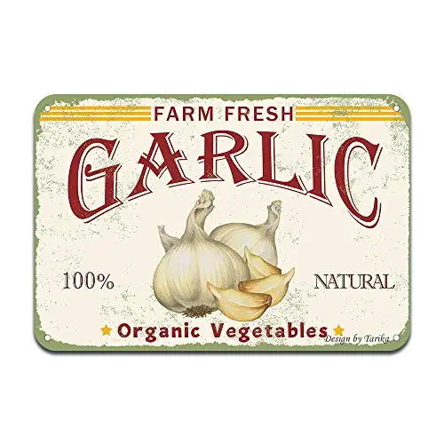 

Farm Fresh Garlic 100% Nature Organic Vegetables Iron Poster Painting Tin Sign Vintage Wall Decor for Cafe Bar Pub Home Beer