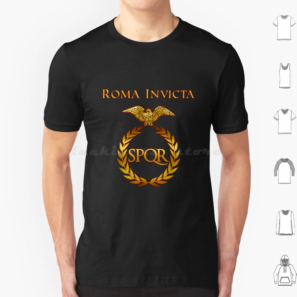 Roma Invicta Spqr Impero Romano Maglietta Latina Cotone Uomo Donna Stampa Fai Da Te Roma Invicta Spqr Impero Romano Latino Romano Spqr Invicta