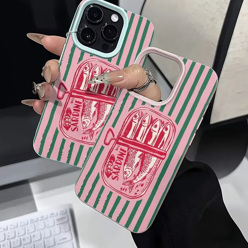 Green Striped Sardines Silicone Phone Case