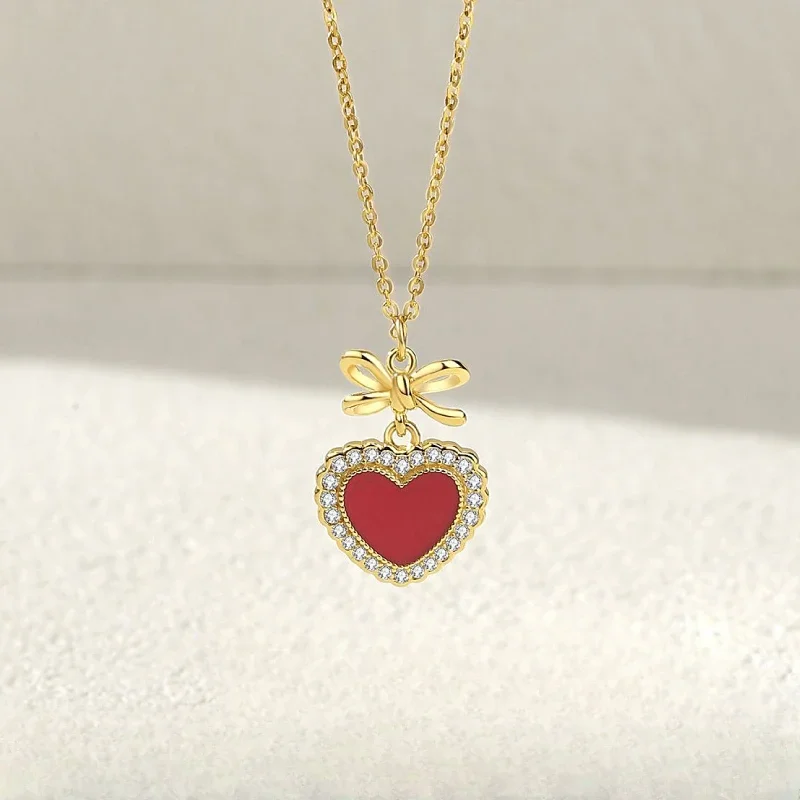 

S925 Sterling Silver New Lady Collarbone Chain Simple Luxurious Women Pendant Charm Valentine Day Delicate Love Necklace Gift