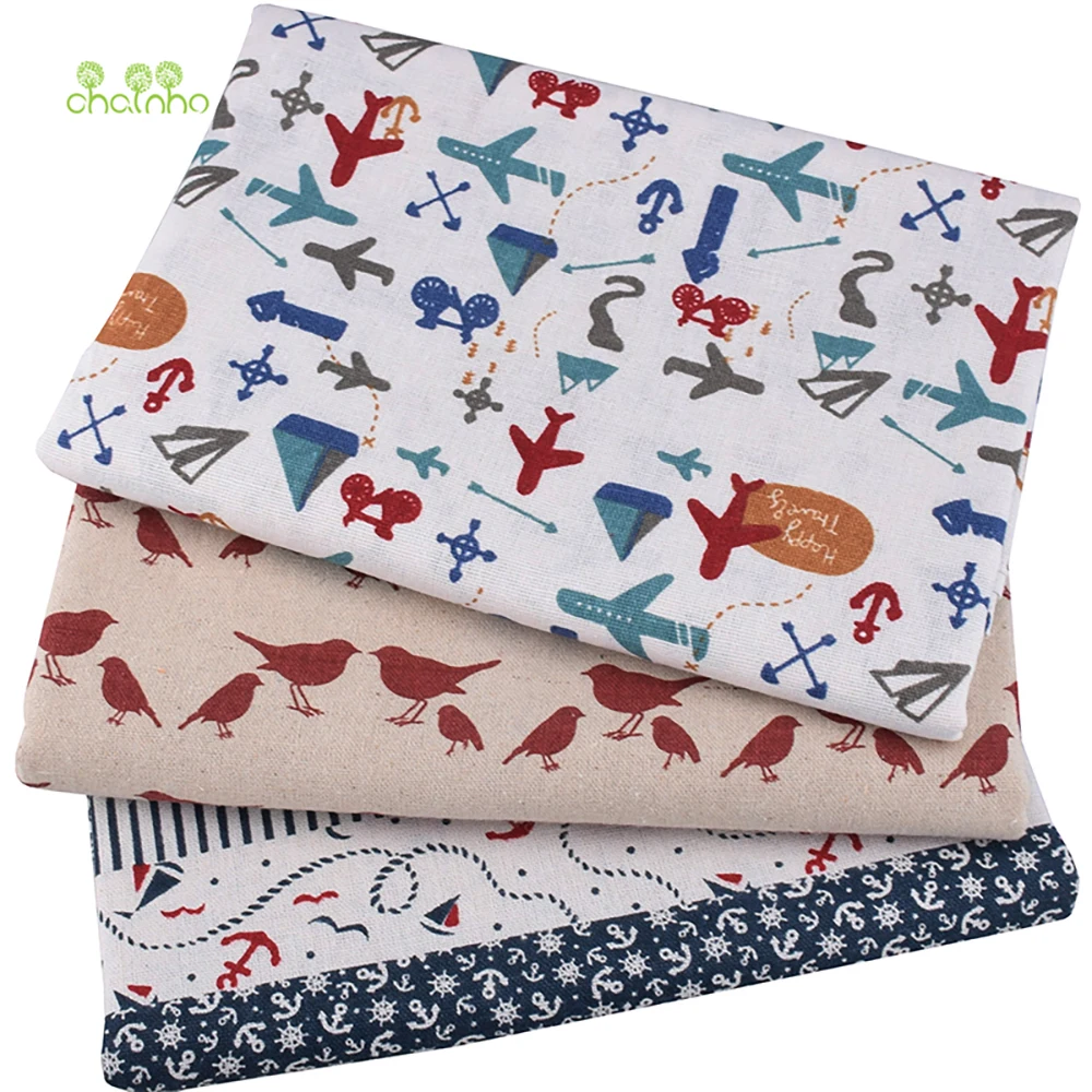 Chainho,Printed Cotton Linen Fabric,DIY Sewing Quilting Material,Cloth For Table,Sofa,Curtain,Bag,Cushion,Furniture Cover,15CL10