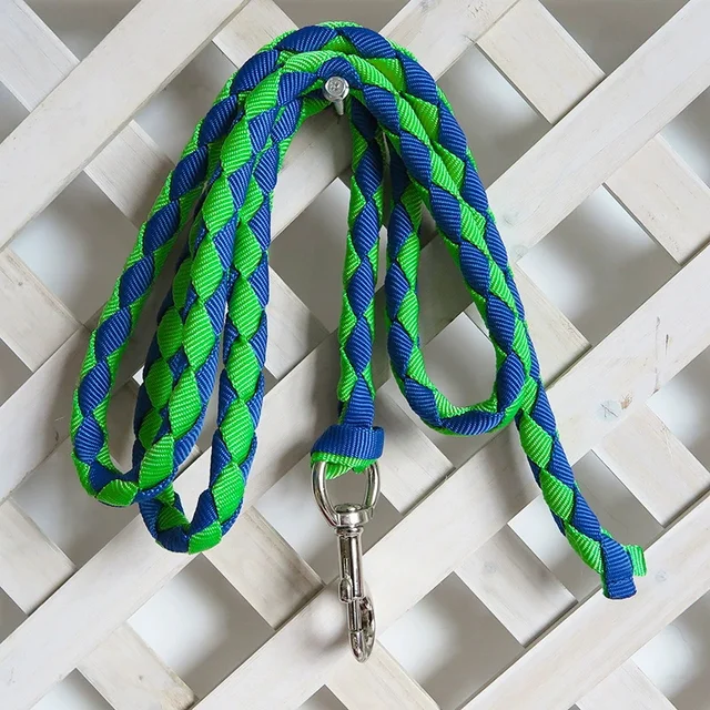 16mm 2m 2.5m 3m 4m thick braided horse rope with thick silver alloy large hook pet rope four-strand weave 6