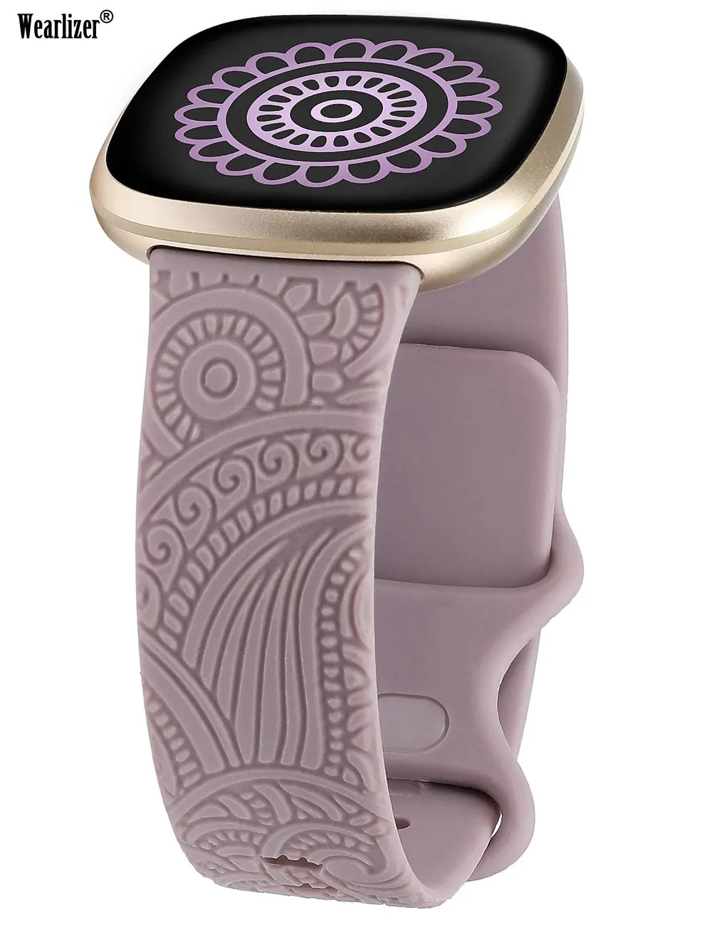 Wearlizer Boho Fascia Con Incisione Floreale Per Fitbit Sense 2/Versa 4/Versa 3/Sense Soft Silicone Sport Solo Loop Strap Per Le Donne Me