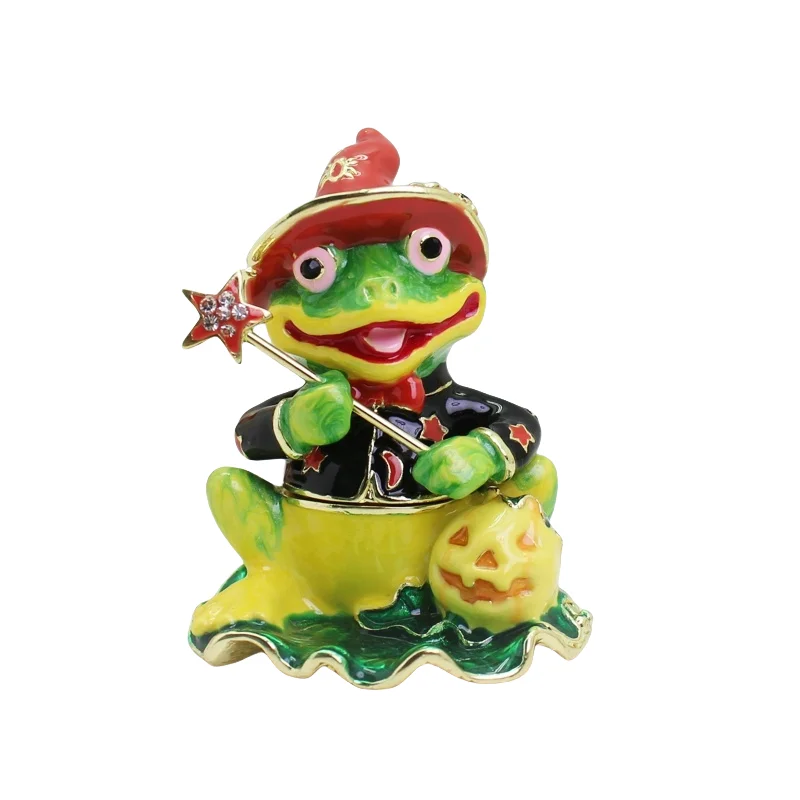 SHINNYGIFTS Halloween-Geschenk: Emaille-Zauberfrosch, dekorative Box, Heimdekoration, Ornament – Detail 7