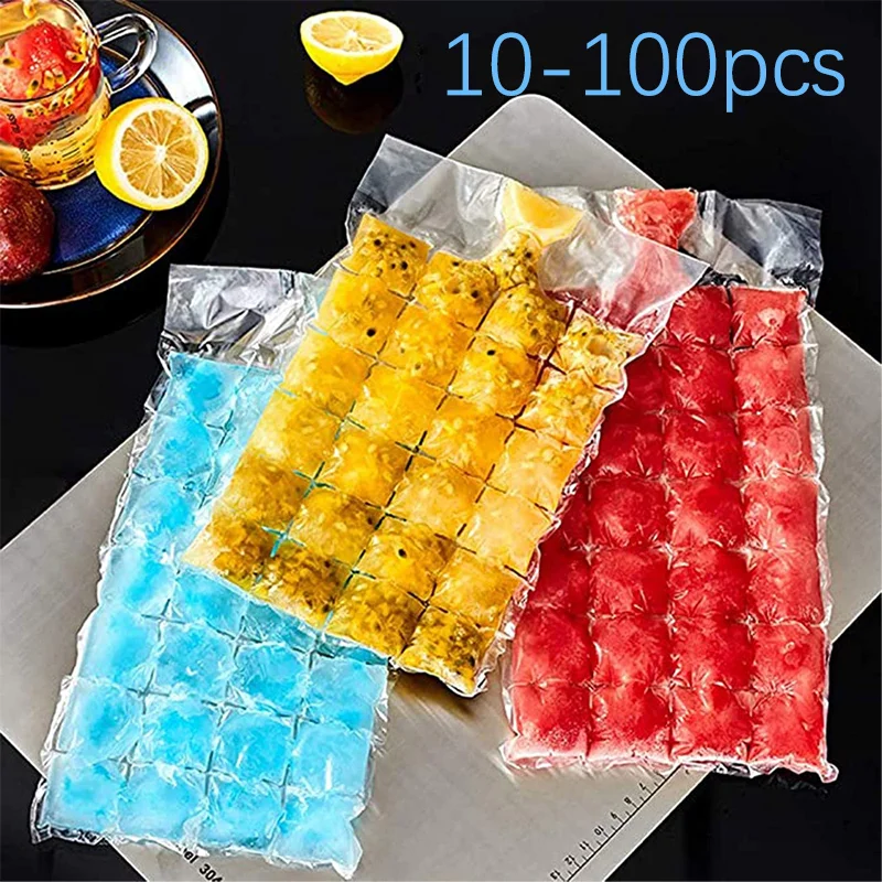 10-100Pcs Ice Mold Bags Disposable Ice-Making Bags Freezing Maker Ice Cube  Bag Self-Seal Ice-making For Summer DIY Drinking