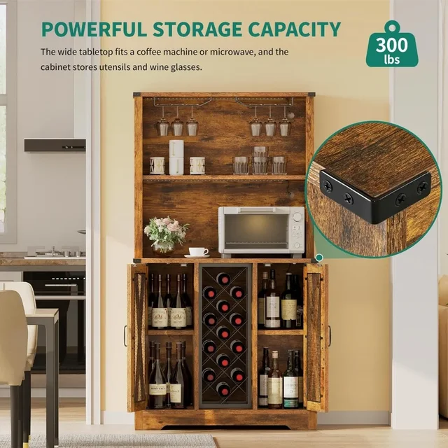 For Home YITAHOME Wine Bar Cabinet W/Power Outlets, Home Bar Table ...