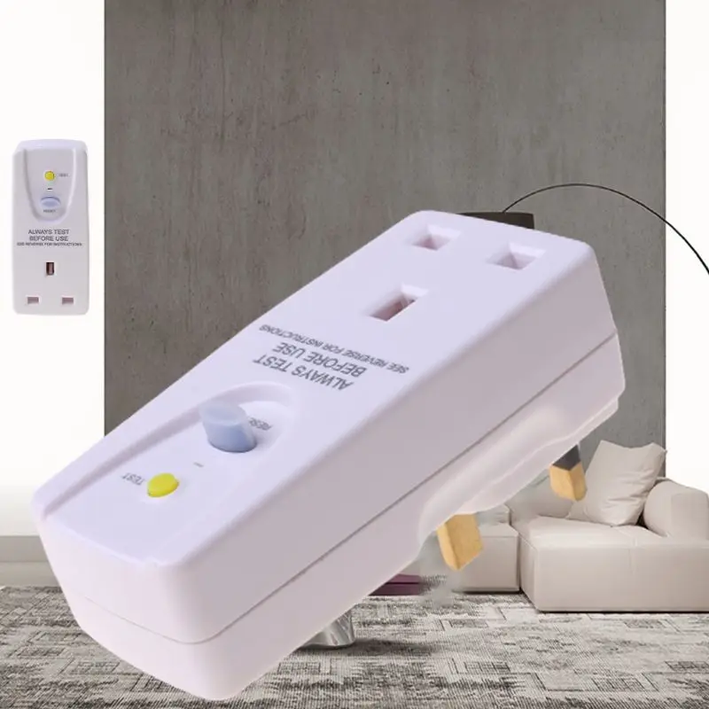 

C7AD UK Leakage for Protection FI Plug RCD Portable 13A Power Adapter Socket Suitable For Indoor Appliances