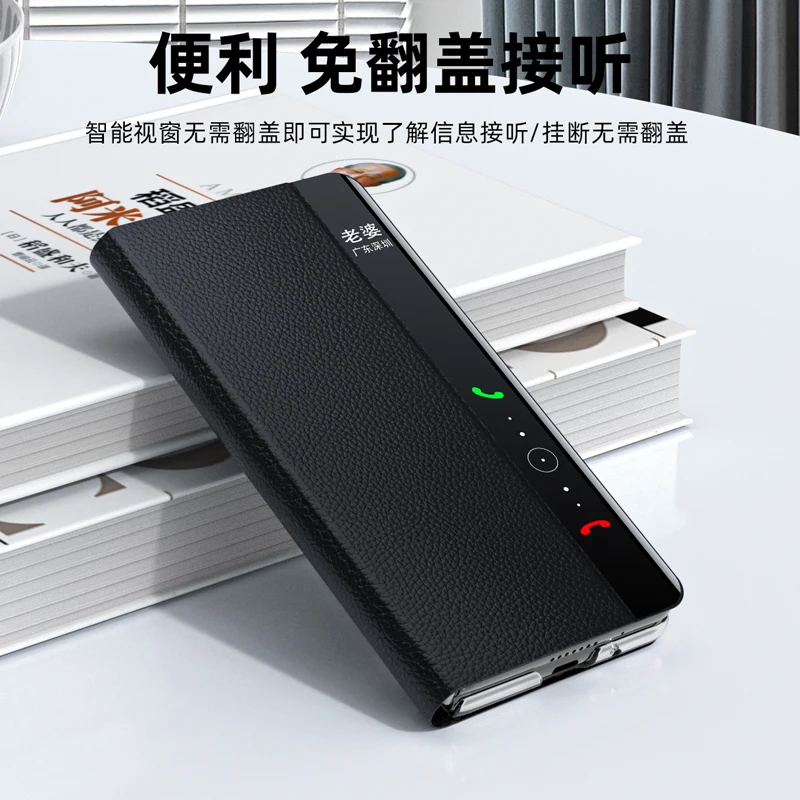 For Huawei Mate X3 Case Luxury Lychee Grain Leather Texture Flip Phone Cover For Mate X 3 Funda Smart Shockproof Bumper Coque