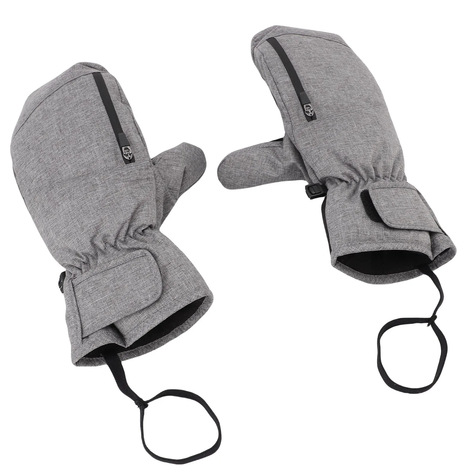 1 Pair Ski Mittens Grey Watertight  Warm Snowboarding Mittens Inner 5 Fingers for Outdoor Activities Ski Mittens