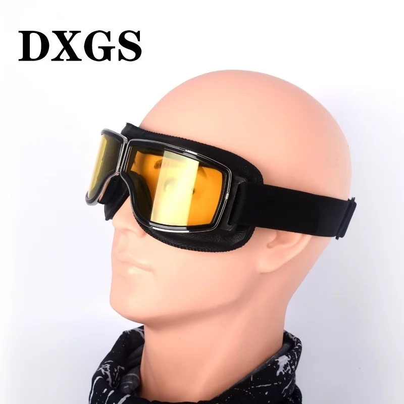 Lunettes De Motocross Vintage IOOXI09 – Lentilles PC Anti-UV, Cadre Cuir Doux, Protection Vent Et Poussière Pour Hommes Et Femmes