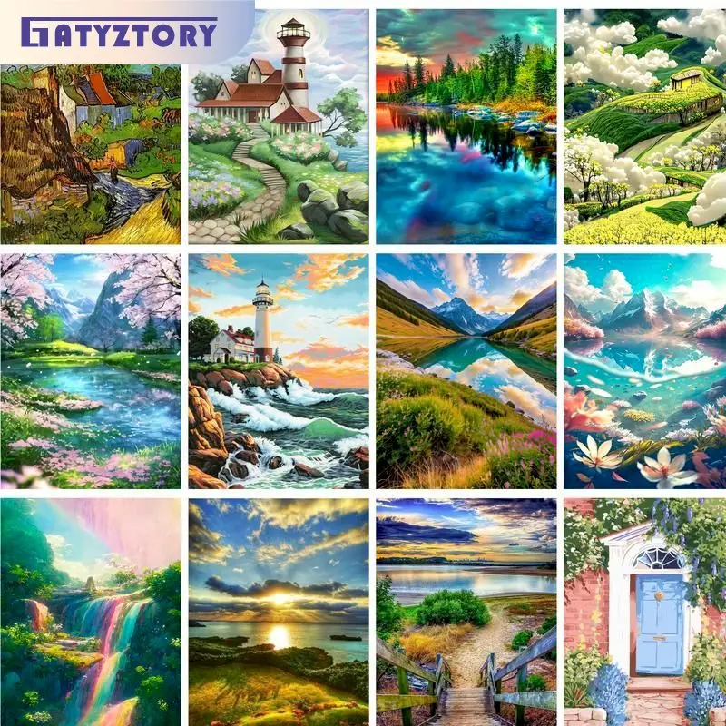 

GATYZTORY Diy Painting By Number Mountain Landscape Wall Art Unique Gift Coloring By Numbers Acrylic On Canvas For Home Decors