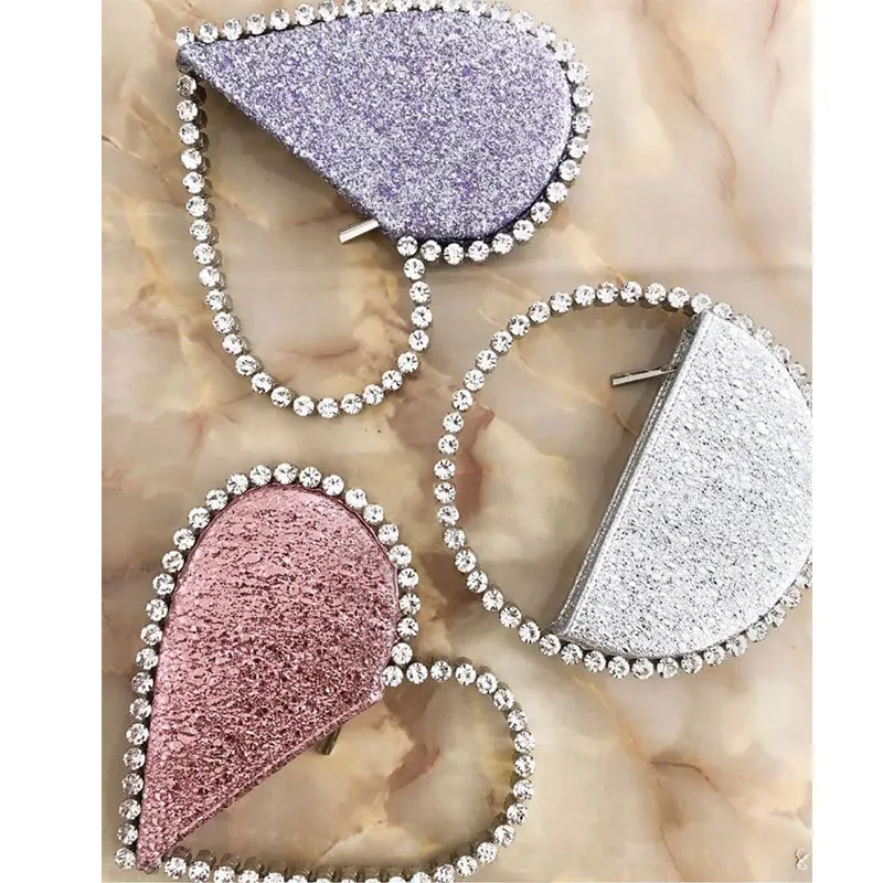 Super popular internet celebrity with diamond heart-shaped handbag with diamond inlaid dinner bag small 2024 new women's handbag