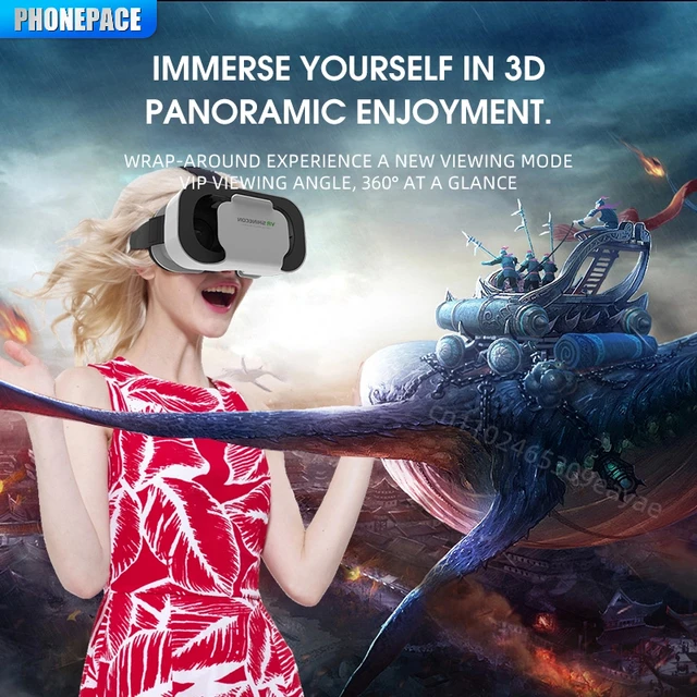 VR SHINECON 3D Virtual Reality Headset, Lightweight VR Glasses with 100° FOV for 4.7-6.53" Phones, Immersive Home Theater/Gaming 2