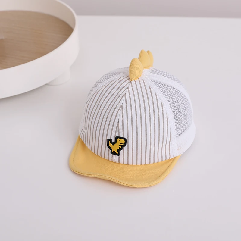 Summer Mesh Baby Cap baseball cap baby hat kids caps Cute Dinosaur Baseball Cap Soft Eaves Striped Toddler Boy Girl Sun Hat