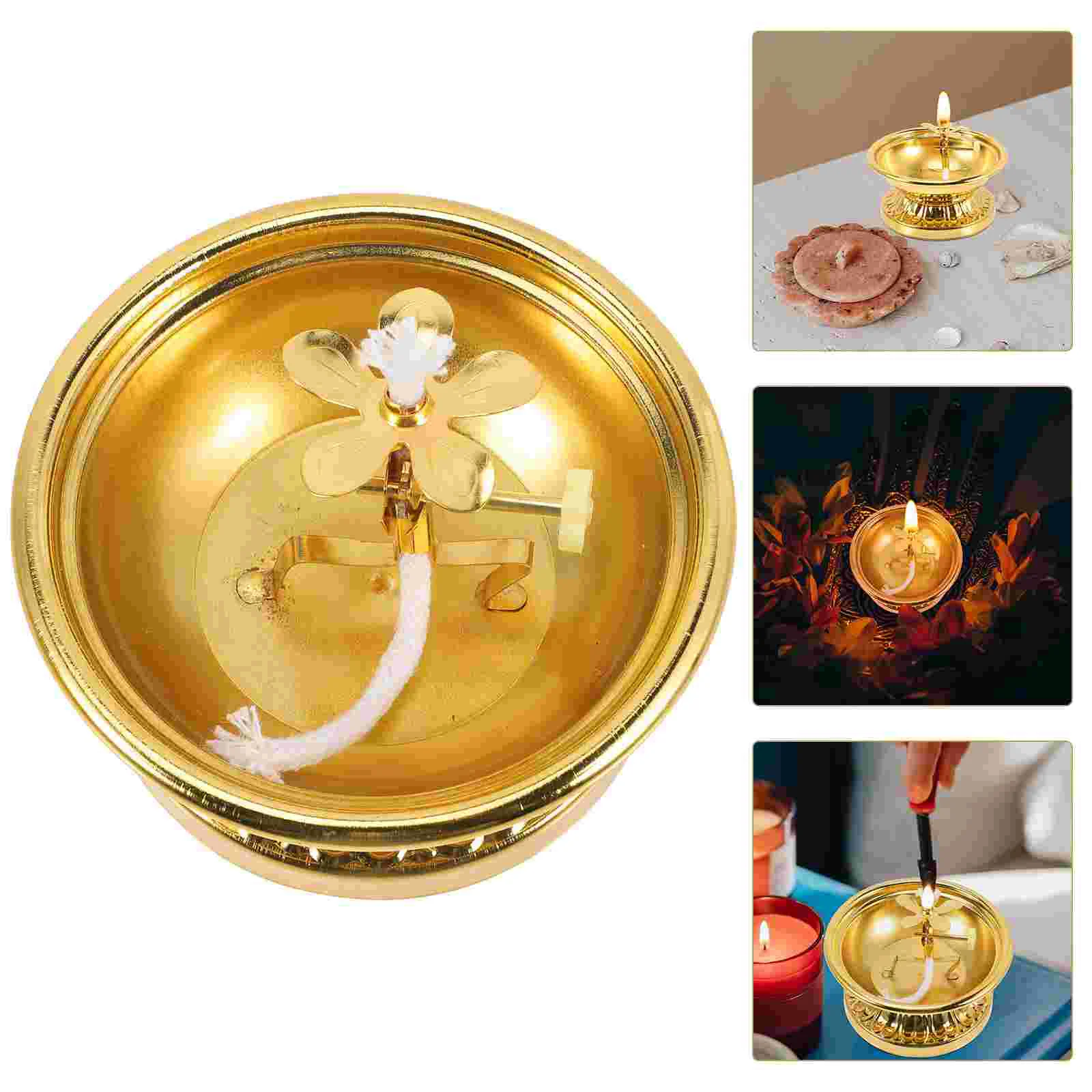 

Oil Lamps Indoor Use Ghee Lamp Butter Lamp Holder Buddha Votive Tealight Holder Golden Cup Candle Holder Tibetan Oil