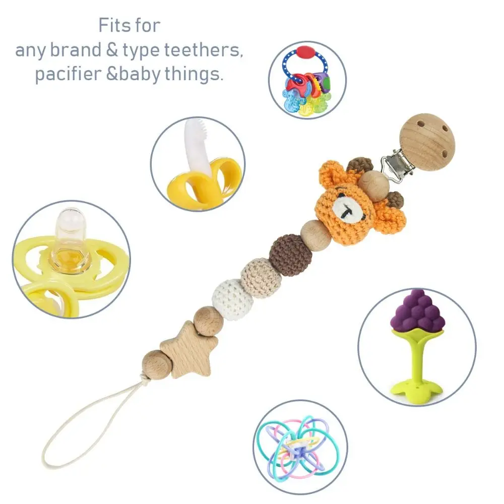 Holder Nipple Holder Clips Pacifier Holder Clips Baby Pacifier Chain Crochet Animal Pacifier Clips Baby Teether Toys Straps