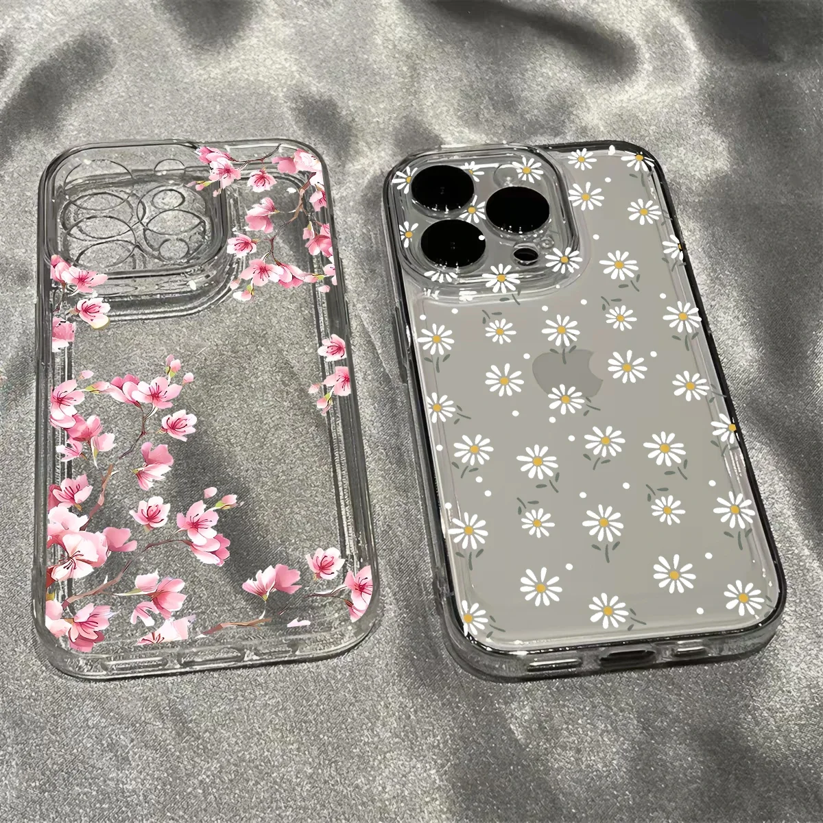 Transparent Daisy Design Phone Case