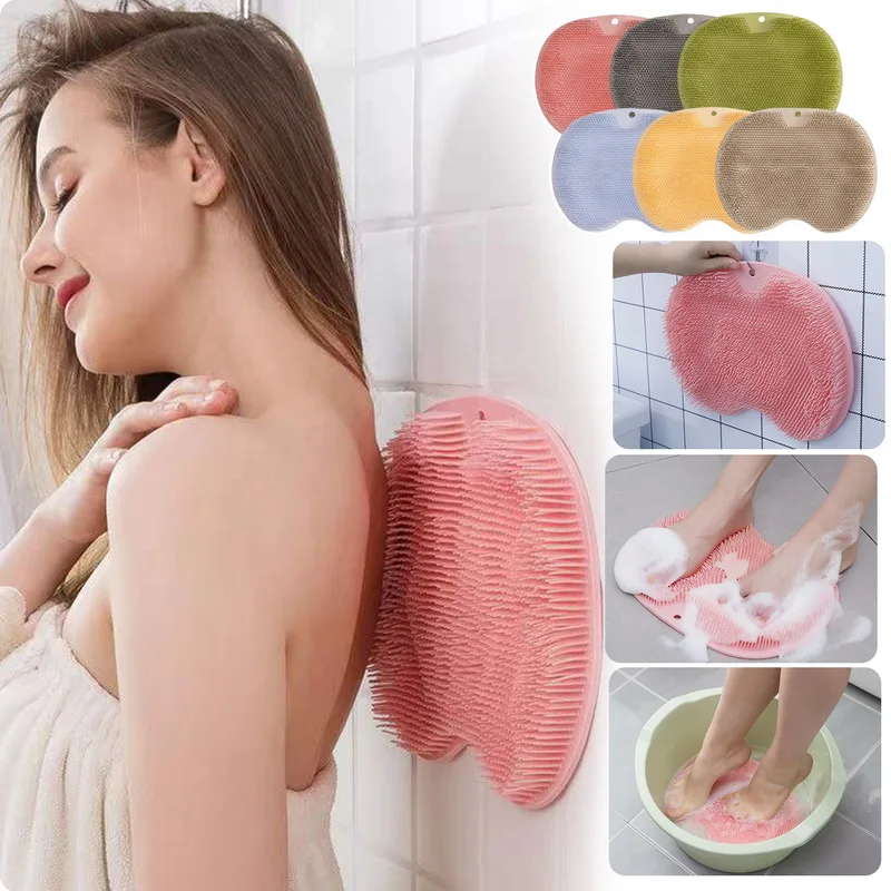 

Silicone Exfoliating Shower Massage Scraper Non-Slip Bath Scrub Pad Foot Wash Brush Bathroom Tool Mat Rub Back Sucker Brushes