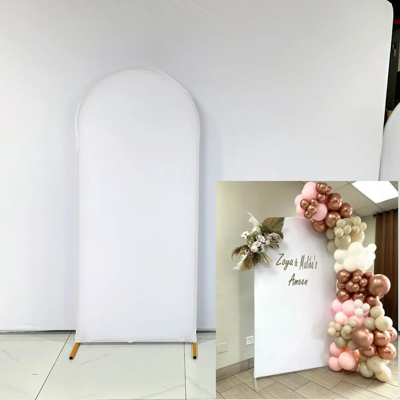 

White Solid Color Arch Backdrop Covers for Parties, Arched Panels Wedding Birthday and Baby Shower Party Decoration Props