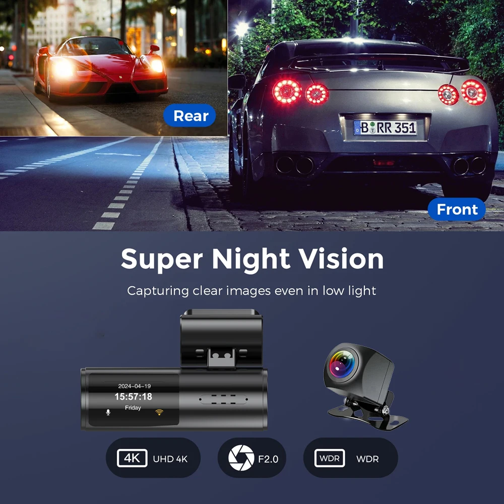 Ʈ HD 4K  ķ,   ĸ  ,  ڵ DVR  , GPS IR ߰ ð, 24 ð   ķڴ