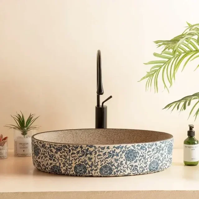 พอร์ซเลนสีฟ้าและสีขาวเซรามิคอ่างล้างหน้ารูปไข่ retro ระเบียงล้างมืออ่างล้างหน้าเดี่ยวห้องน้ําล้างหน้าห้องน้ําอ่างล้างจานอ่างล้างหน้า 1 พอร์ซเลนสีฟ้าและสีขาวเซรามิคอ่างล้างหน้ารูปไข่ retro ระเบียงล้างมืออ่างล้างหน้าเดี่ยวห้องน้ําล้างหน้าห้องน้ําอ่างล้างจานอ่างล้างหน้า 1