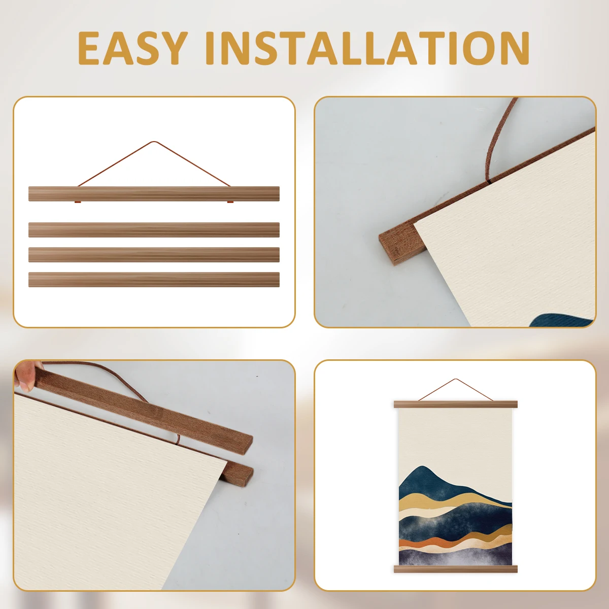 Magnetic DIY Frame Wood Poster Frames Poster Hanger Frames Canvas Print Wall Art Recyclable Magnetic Photo Frame Home Decor photo frame wood canvas frame wood photo frame wood frame wood picture frame art frames 4Pcs