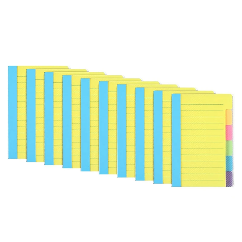 

10Pcs 5.9X3.9 Inch Lined Sticky Notes Strong Adhesive Note Pads For Study Notes Works Office Supplies