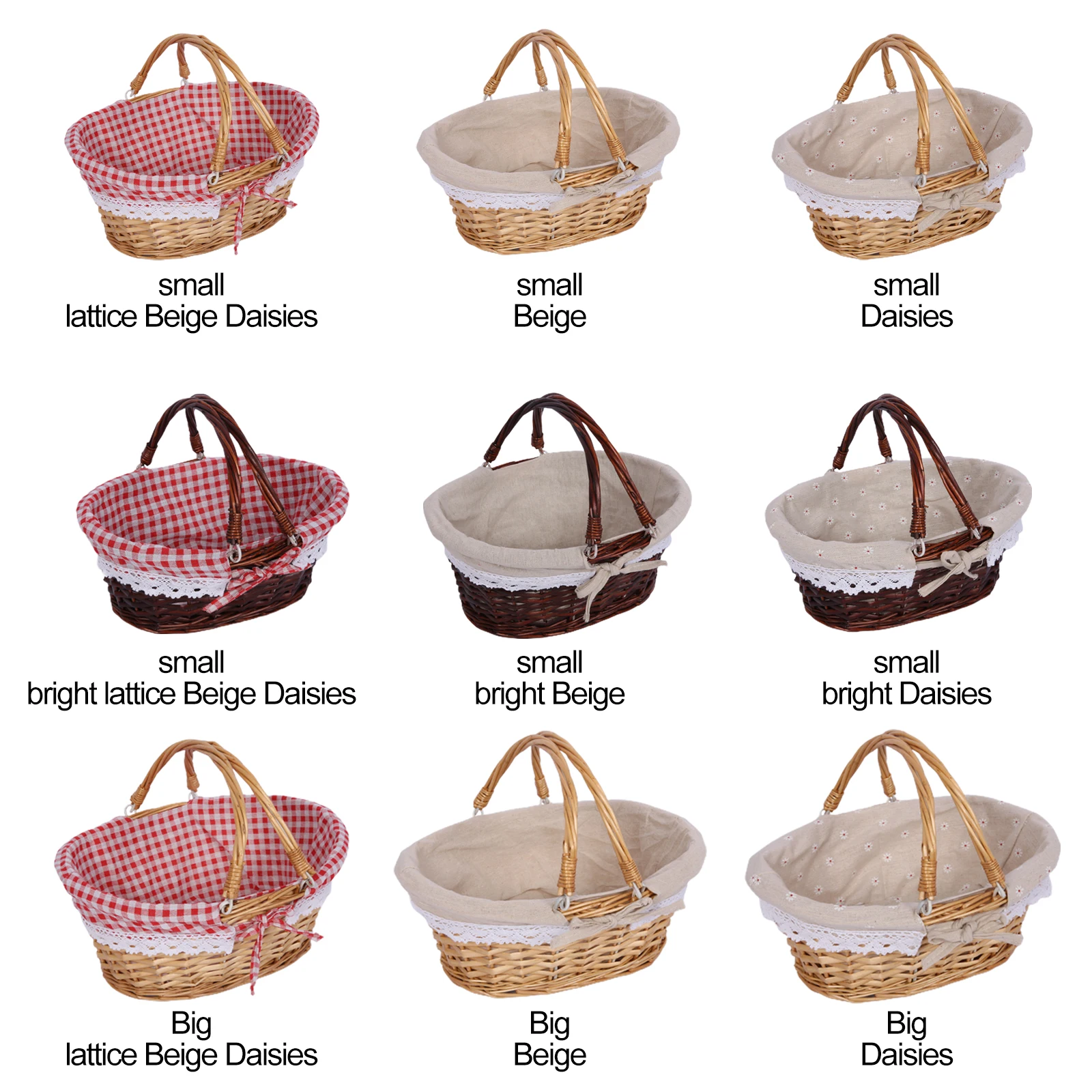 ZK40 Rattan picnic basket, wicker basket, pastoral picnic activity handle basket 6