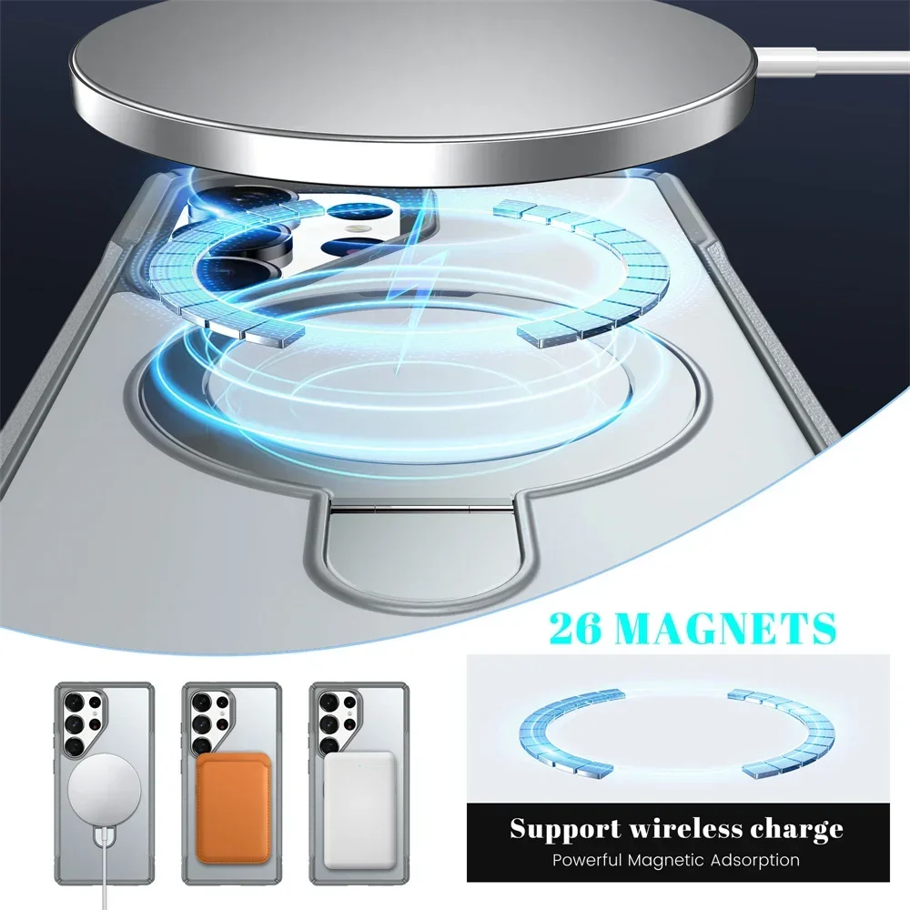 Magnetic Wireless Charger Phone Case with Stand - Protective Cover