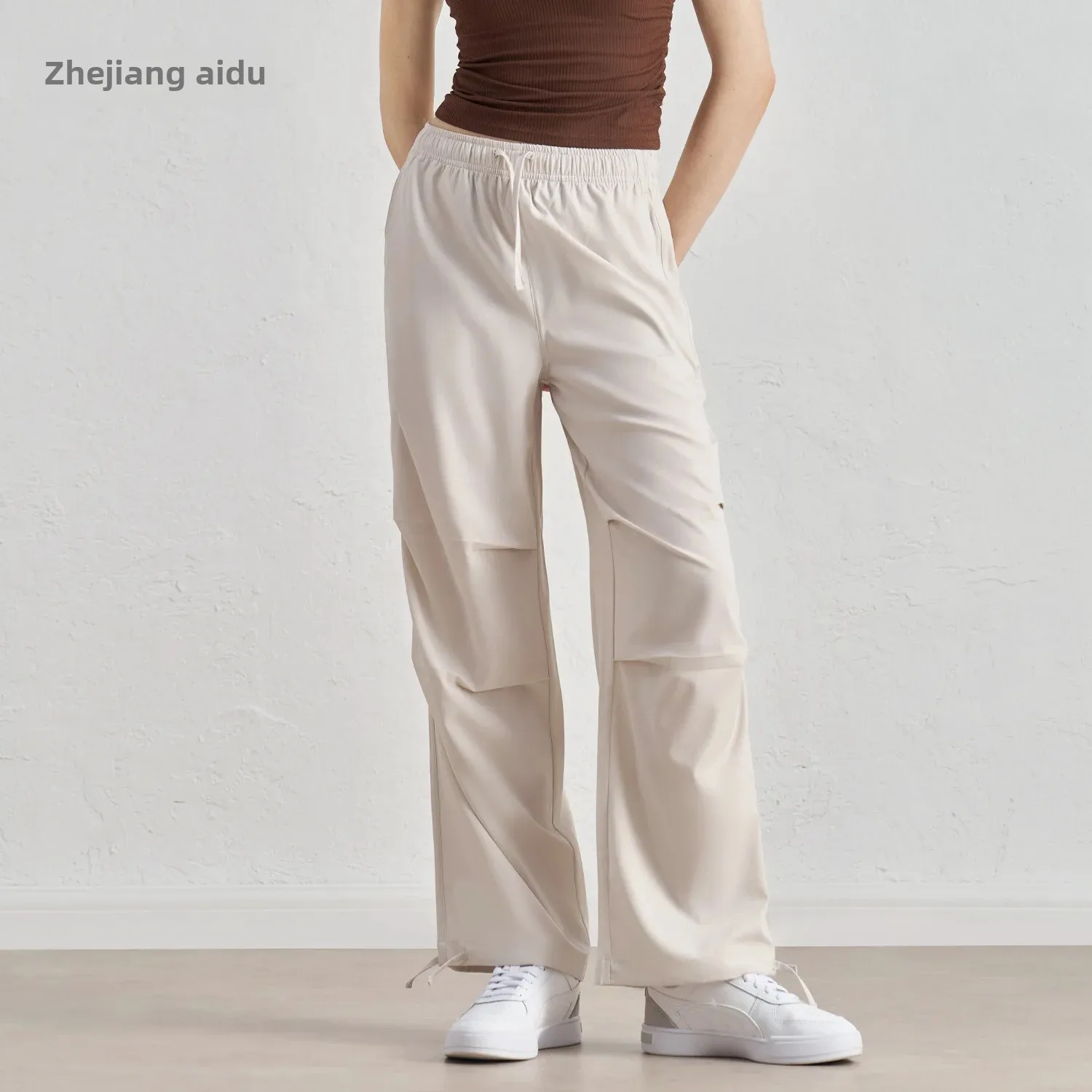 Spring Summer New High Waist Sport Pants Straight Leg Outdoor Casual Sun Protection Versatile Loose Fit Joggers Fitness Trousers