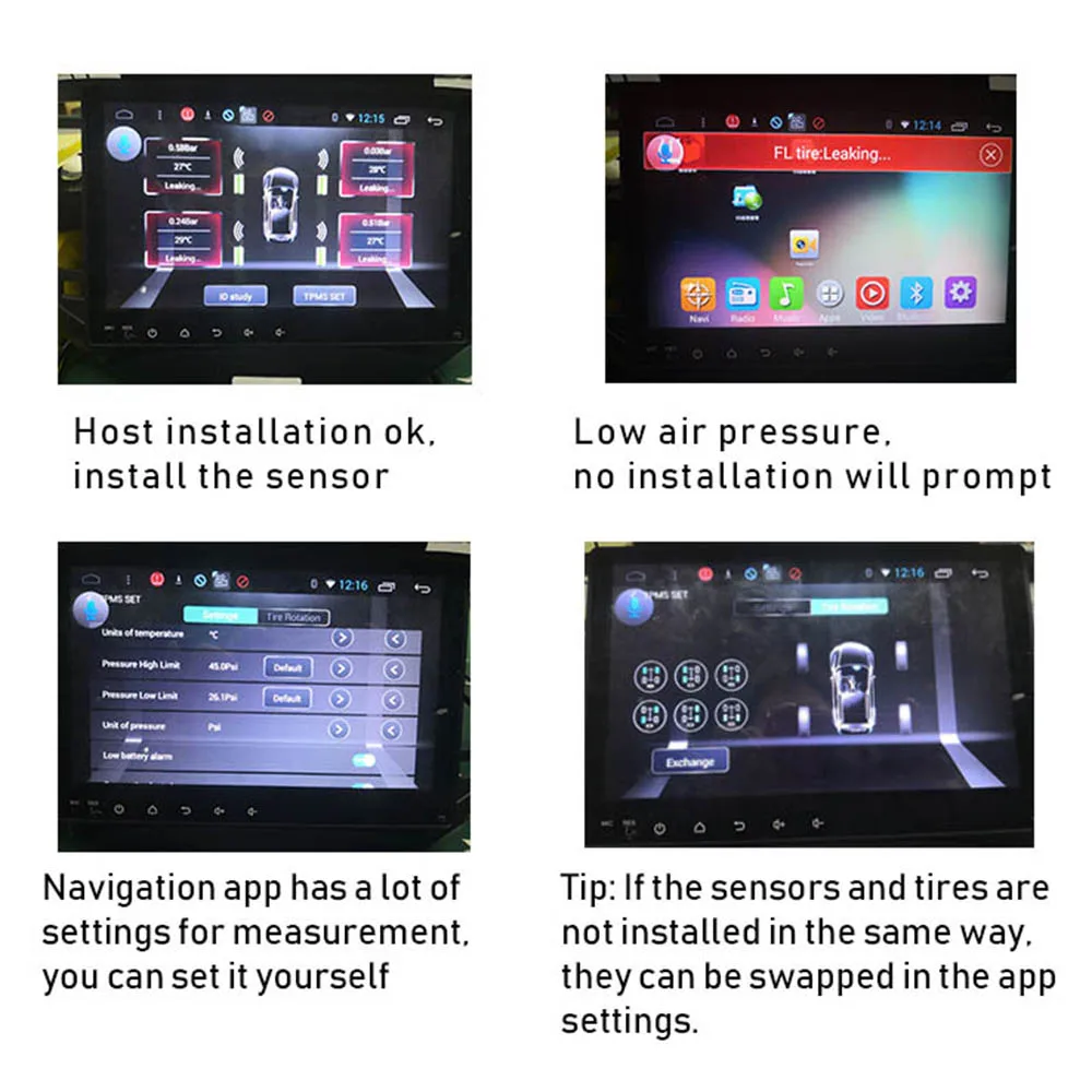 USB ȵ̵ TPMS Ÿ̾ з ͸ ý, ȵ̵ ڵ DVD  Ƽ̵ ÷̾, 4  ÷