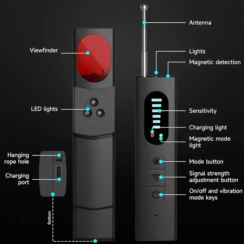 Hidden Camera Detector Anti-Spy Car GPS Tracker Listening Device Bug RF Wireless All Signal Scanner Gadget Security Protection - Image 6