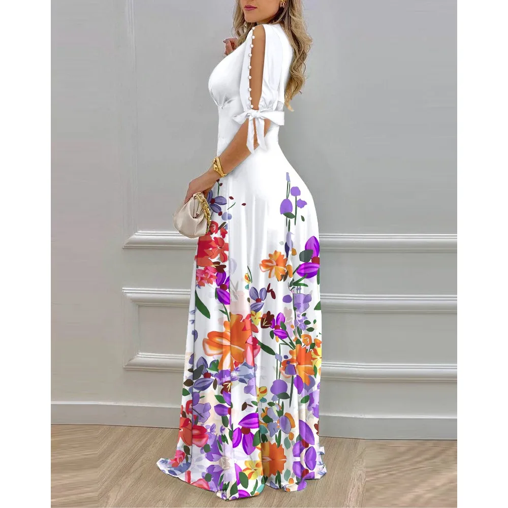 womens-summer-sleeveless-v-neck-dress-with-bubble-print-and-embroidery main image 1