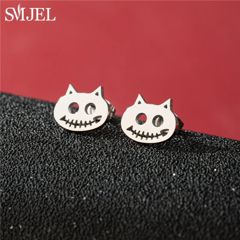 Spider Web Stud Earrings - Stainless Steel Gothic Halloween Jewelry For Women & Men