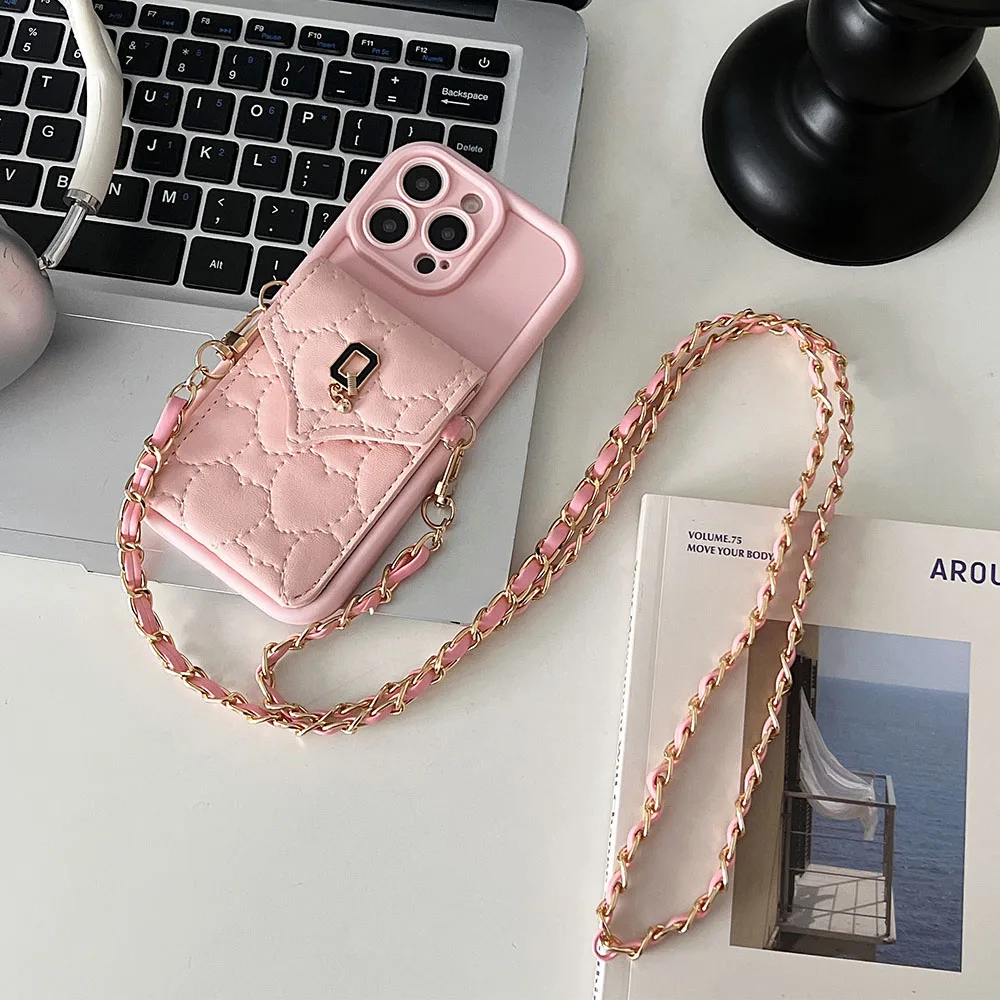 Leather Wallet Strap Crossbody Lanyard Case with Card Holder