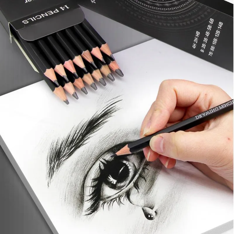 プロの描画鉛筆セット14個 (14b-4h) 芸術用品のスケッチ