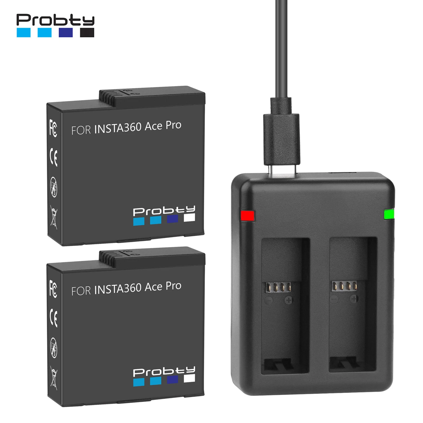 Insta360 Ace Pro 2 Ace 2200mAh Battery+LED Dual Charger Camera Battery Accessories Rechargeable Battery Charger