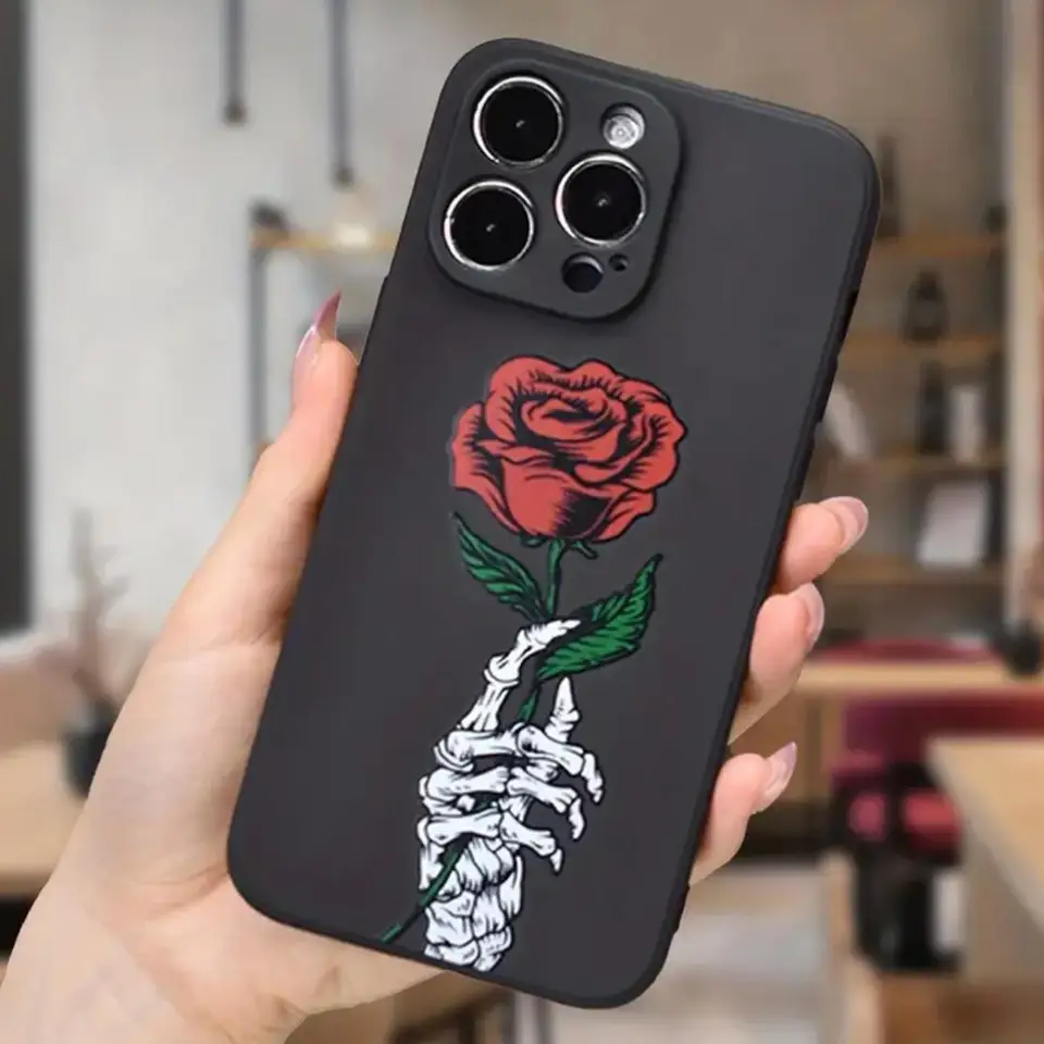 Rose Skeleton Pattern Phone Case for iPhone
