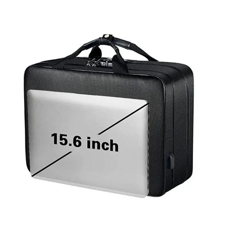 Ignifuger Boîte De Fichier Avec Serrure Pour Argent Papeterie Ordinateur  Portable , Voyage Domicile Stockage De Documents Sac Portable Ignifuger  Fermeture Éclair Du Sac Autour Avec Poignée , Truc Sac