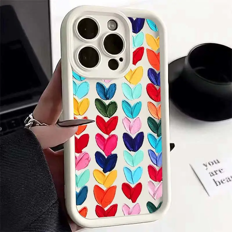 Colorful Love Heart Silicone Shockproof Case for Motorola Edge 50 Fusion