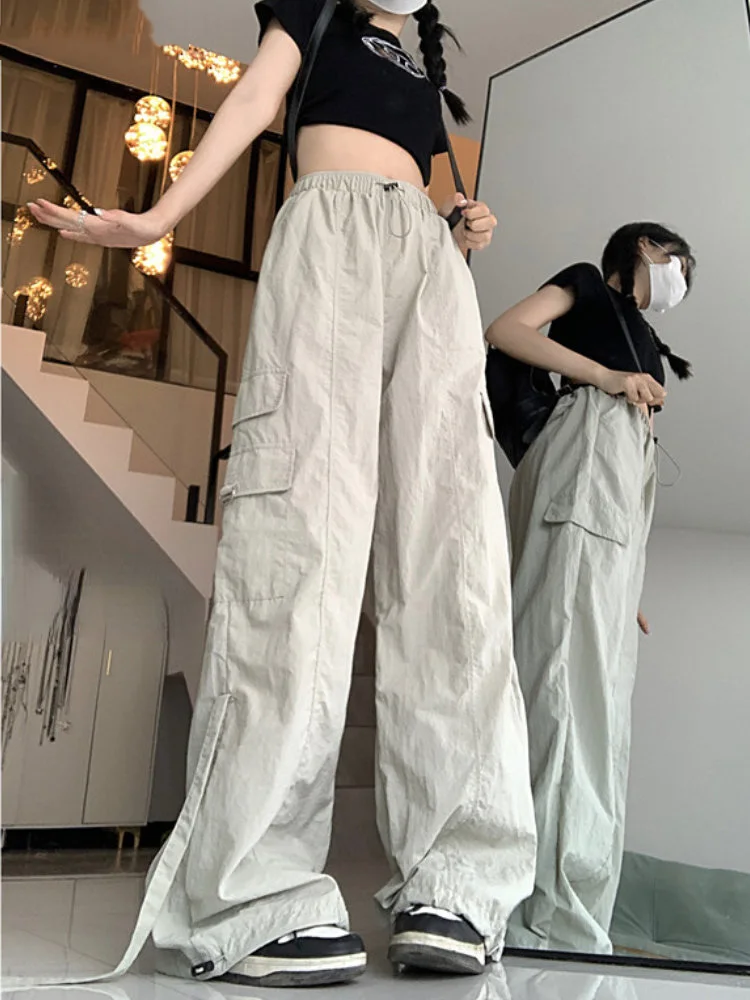 

New Harajuku Casual Baggy Sweatpants Women Elastic High Waist Cargo Wide Leg Pants Retro Y2k Fashion Vintage Streetwear Joggers