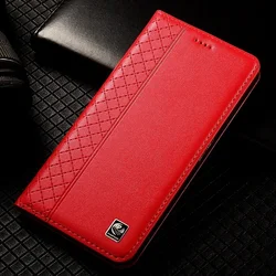 Nappa Real Leather Business Wallet Flip Phone Case Cover for OnePlus 13 (Red)