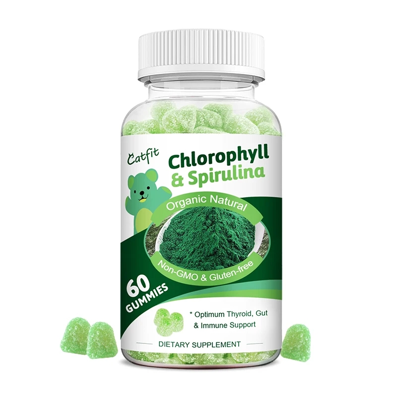 Catfit Chlorophyll & Spirulina Gummies Multivitamin Daily Detox Energy