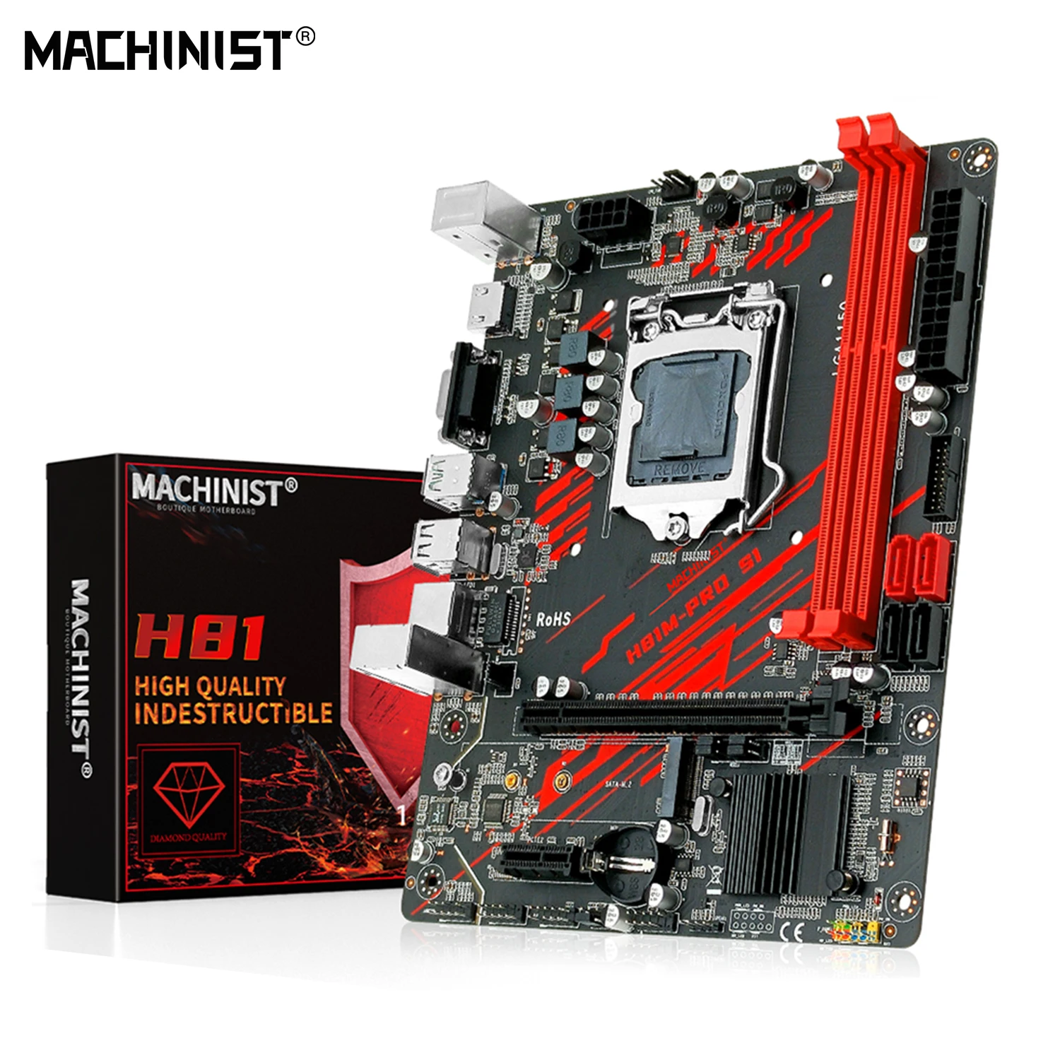 Placa-mãe Lga 1150 Suporte Xeon e3 v3 v4 Cpu Core i3 i5 i7 Processador Ddr3 Ram Hdmi Sata M.2 3.0 H81m-pro s1 Machinist-h81
