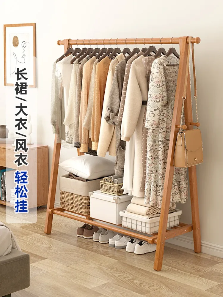 

The product can be customized.Clothes hanger, solid wood, floor to floor, bedroom, clothes hanger, household clothes hanger