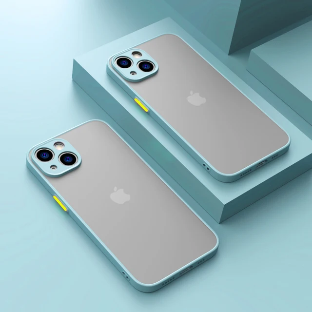 TULONG For IPhone 13 Pro Max Shockproof Bumper Clear Phone Case for IPhone 12 11 Pro Max XR X XS 6 6S 7 8 Plus Matte Hard Cover light blue
