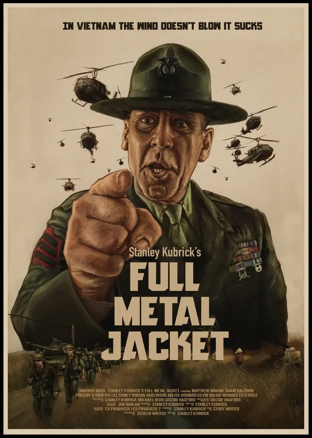Full Metal Jacket Movie Poster 1987 Vintage Art Classic Family Kraft Paper Bar Home Decor Classic Moive Wall Sticker A1